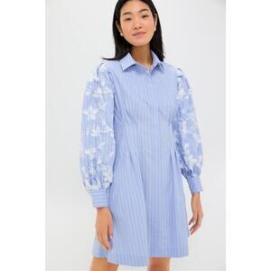 TUCKERNUCK Blue Stripe Embroidery Mini Corinne Dress Size XXS NWT